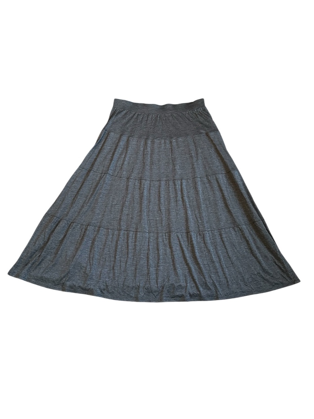 Eileen Fisher Silk Cotton Gray Midi Skirt Minimalist Quiet Luxury Effortless